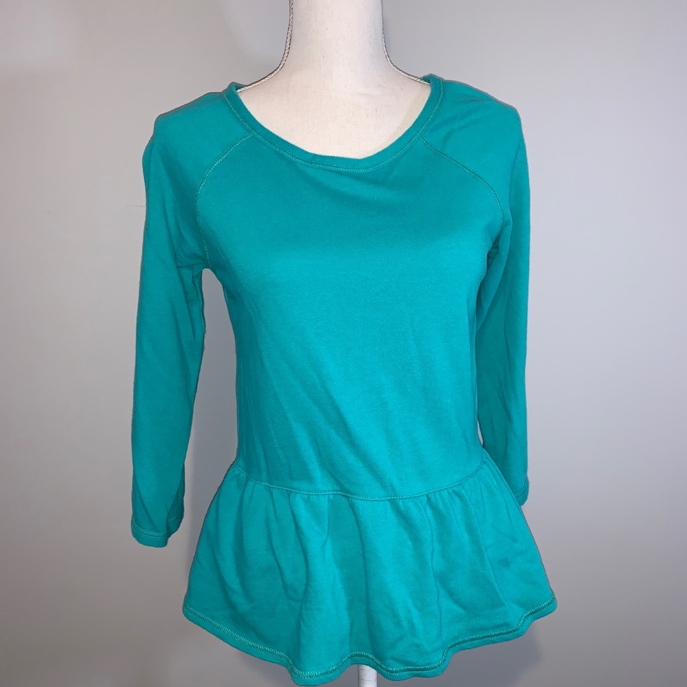 Aerie Peplum Sweatshirt in turquoise - Picture 3 of 12